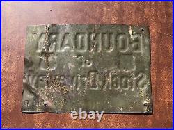 Old Vintage US Forest Service Boundary of Stock Driveway Embossed Metal Sign