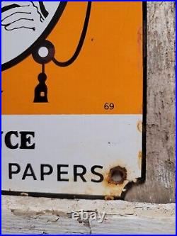 Old Vintage Zig Zag Porcelain Sign France Cigarette Smoking Tobacco Roll Papers