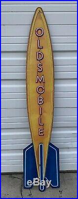 Oldsmobile Sign Vintage Style Neon Look Rocket 8 Gas Oil Garage Wall Art Decor