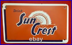 Orig. Vtg 1962 Drink Sun Crest Orange Soda Pop Porcelain Advertising Sign T-62 Orig. Vtg 1962 Drink Sun Crest Orange Soda Pop Porcelain Advertising Sign T-62