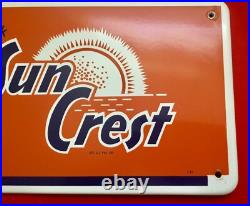 Orig. Vtg 1962 Drink Sun Crest Orange Soda Pop Porcelain Advertising Sign T-62 Orig. Vtg 1962 Drink Sun Crest Orange Soda Pop Porcelain Advertising Sign T-62