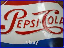 Origina Large Vintage Pepsi Cola Soda Pop Bottle Cap Metal SignNice very old