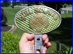 Original 1920 s- 1930s Vintage Girl Scouts License plate topper Ford gm chevy
