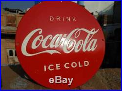Original 1940 Old Vintage Rare Antique Coca Cola Ad Porcelain Enamel Sign Board