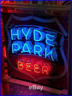 Original 1940's Hyde Park Beer Porcelain Neon Sign St Louis, Missouri Vintage