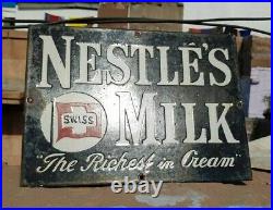 Original 1940's Old Vintage Rare Nestle's Milk Ad. Porcelain Enamel Sign Board