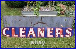 Original 1940s 50s Cleaners Single Sided Porcelain Neon Sign Vintage Old Sign