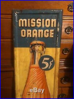 Original Advertising Soda Sign Mission Orange Vintage Cola