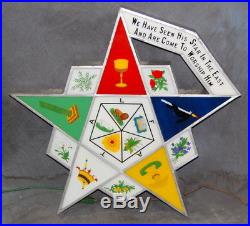 Original Antique Eastern Star Light Up Sign, Vintage Masonic Advertising