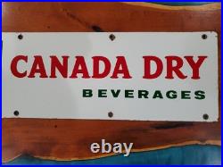 Original Beautiful Vintage Canada Dry Porcelain Sign 24 x 7 Great Color Graphics