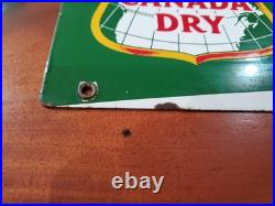Original Beautiful Vintage Canada Dry Porcelain Sign 24 x 7 Great Color Graphics
