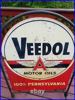 Original Flying A VEEDOL Motor Oil Tombstone Street Talker Sign vintage metal
