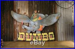 Original French Dumbo Film Advertising Antique Sign Vintage Board circa 1941