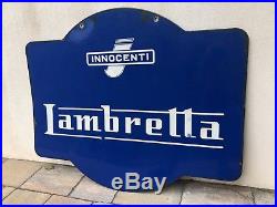 Original LAMBRETTA Enamel Sign Porcelain Service Vintage VESPA 1950s Double Side