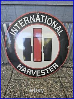 Original Large Vintage 1950's Internationa Harvester Porcelain Enamel Sign 30