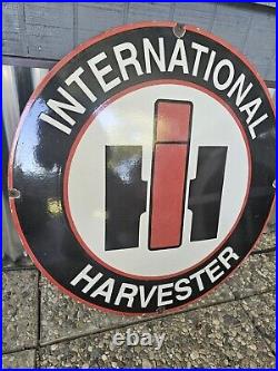 Original Large Vintage 1950's Internationa Harvester Porcelain Enamel Sign 30