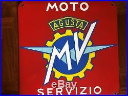 Original MV AGUSTA Enamel Sign Porcelain Service Vintage 1950s NOS F4 Brutale F3