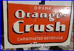 Original Old Vintage Rare Orange Crush Porcelain Enamel Embossed Sign Board, USA