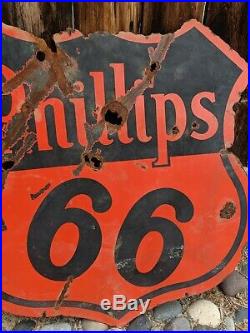 Original Phillips 66 Porcelain Double Sided Sign 30. SPS 55 vintage gas & oil