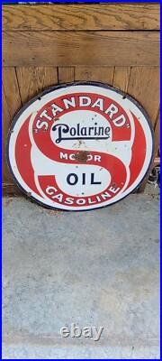 Original Porcelain Double Sided Standard Motor Oil Polarine Sign