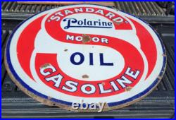 Original Porcelain Double Sided Standard Motor Oil Polarine Sign