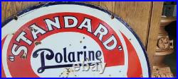 Original Porcelain Double Sided Standard Motor Oil Polarine Sign