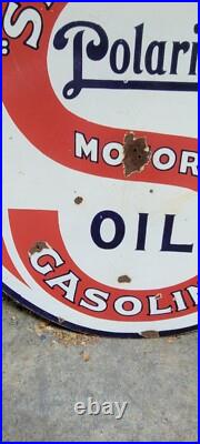 Original Porcelain Double Sided Standard Motor Oil Polarine Sign