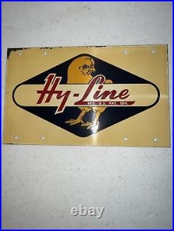 Original Rare Hy Line Chicken Seed Porcelain Double Sided Sign vintage