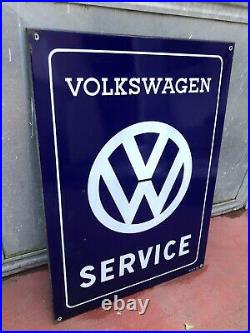 Original VOLKSWAGEN Service Porcelain VW Sign Vintage 1960s Dealer Enamel MINT