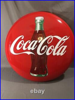 Original Vintage 1950's Coca Cola Soda Pop 24 Porcelain Coke Button Sign