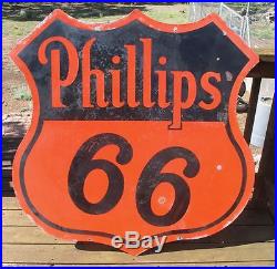 Original Vintage 1955 Phillips 66 Porcelain Sign 48 Oil & Gas Advertising Sign