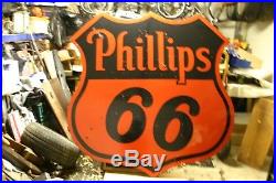 Original Vintage 1956 Phillips 66 Porcelain Sign 70 Oil & Gas Advertising Sign