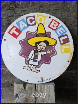 Original Vintage 1962 Taco Bell Porcelain Sign 12
