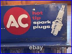 Original Vintage AC Hot Tip Spark Plug Store Display Sign 18 x 18 1/2 Jars