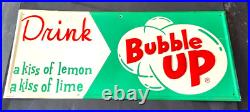 Original Vintage Bubble Up Soda Embossed Tin Sign 28 X 12 Press Sign Co