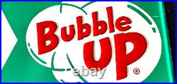 Original Vintage Bubble Up Soda Embossed Tin Sign 28 X 12 Press Sign Co