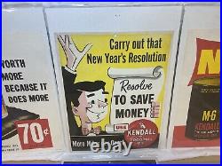 Original Vintage Cardboard Gas Service Station Kendall Oil Window Display Signs