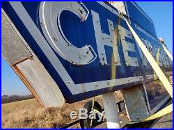 Original Vintage Chevrolet Dealership Huge Porcelain Neon Sign Museum Quality