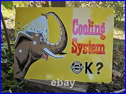 Original Vintage Chevrolet Super Service Cooling System Metal Sign 24x 18