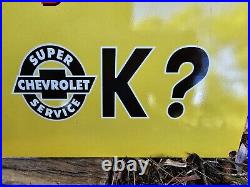 Original Vintage Chevrolet Super Service Cooling System Metal Sign 24x 18