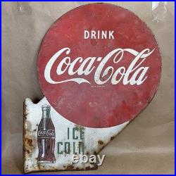 Original Vintage Coca Cola Metal Flange Sign