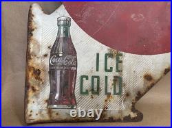 Original Vintage Coca Cola Metal Flange Sign