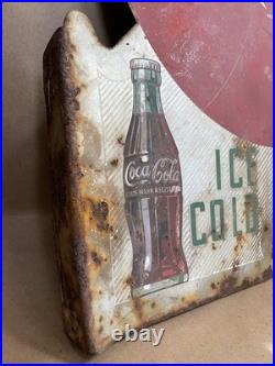 Original Vintage Coca Cola Metal Flange Sign