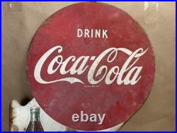 Original Vintage Coca Cola Metal Flange Sign