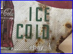 Original Vintage Coca Cola Metal Flange Sign