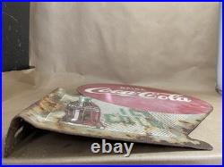 Original Vintage Coca Cola Metal Flange Sign