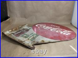 Original Vintage Coca Cola Metal Flange Sign