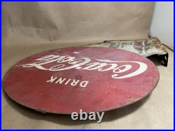 Original Vintage Coca Cola Metal Flange Sign