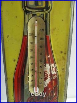 Original Vintage Dr Pepper 1930's Embossed Metal Soda Pop Thermometer Sign 17