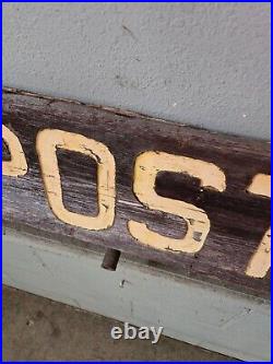 Original Vintage Early Antique POST OFFICE Wood Painted Sign Advertising 75